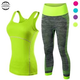 Yuerlian — Legging 3/4 sport pour femme haut court pour course à pied ensemble d'entraînement
