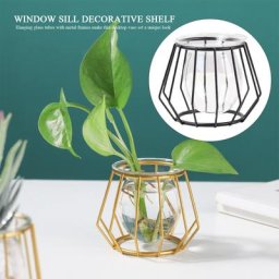 Mini pot de fleur en verre géométrique avec support rapide en métal pots de plantes en verre