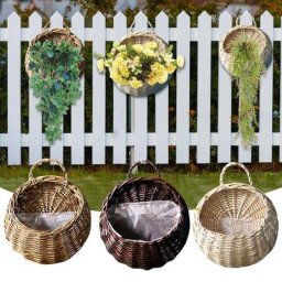 Support mural tissé à la main pour plantes de fleurs jardinière panier en rotin pot de vigne de