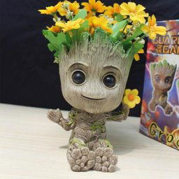 Grand pot de fleur Groot pour bébé porte-stylo jouet mignon PVC modèle d'arbre homme plante de