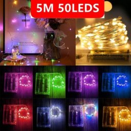 Guirlande lumineuse féerique à 50Led 5M fil de cuivre lampe d'extérieur de vacances pour la