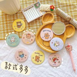 Miroir cosmétique en métal de dessin animé pour filles animal mignon poche de maquillage pour