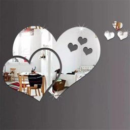 Autocollant mural en forme de cœur 3D miroir acrylique auto-adhésif affiche moderne fond TV