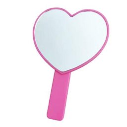 Y98B – miroir Portable mignon en forme de coeur pêche avec poignée simple face couleur bonbon