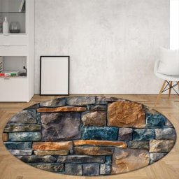 Tapis rond coloré en pierre de charbon 3D tapis de sol pour la maison le salon la chambre à