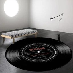 Tapis rond de personnalité vintage conception de disque vinyle polymères de sol pour chambre à