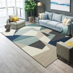 Tapis de sol en polymère non ald géométrique impression moderne tapis de grande surface salon
