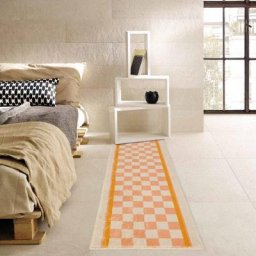 Tapis moelleux coloré à grilles souples tapis de couloir de chambre à coucher tapis de sol en