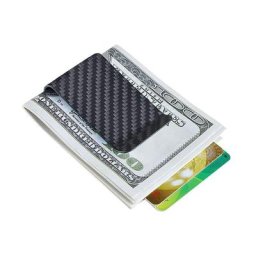 Pince à billets minimaliste en Fiber de carbone véritable portefeuille porte-carte de crédit Clips