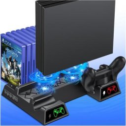 Ventilateurs pour PS4/PS4 Pro/PS4 Slim Console support de refroidissement Vertical LED double