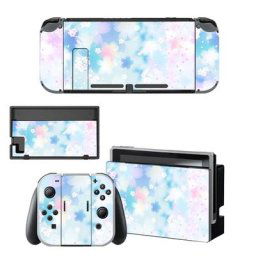 Autocollant de peau de Nintendo Switch fleur violette et rose pour Console et manette Joy-Con