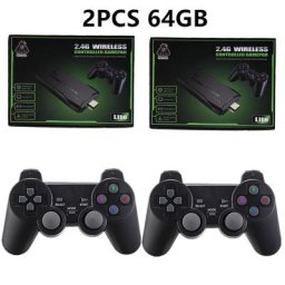 Console de jeu vidéo sans fil avec double manette 2.4G 4K 10000 jeux 64 Go jeux rétro pour PS1