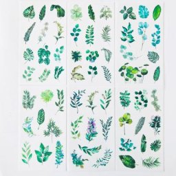 Autocollants décoratifs en feuilles vertes d'été étiquette en papier pour album journal intime