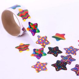 Autocollants pentagramme pour enfants 100 pièces 3.8cm 1 rouleau ruban adhésif créatif