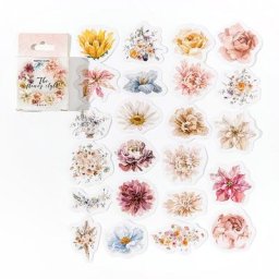 Autocollants Mini boîte de roses en fleurs 4CM étiquette en papier marguerite fleur matériel de