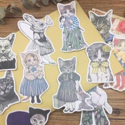 Autocollant chat animal bande dessinée scrapbooking journal intime collage de base ordinateur