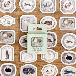 Autocollants décoratifs lapin dessin animé Kawaii 45 pièces pour Scrapbooking planificateurs