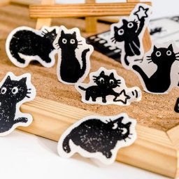 Autocollants séries chat noir étiquette Scrapbooking décoration chat mignon Kawaii pour