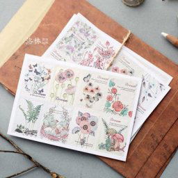 Autocollant de décoration florale rétro coréen étiquette Scrapbook peint à la main papier