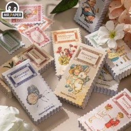 Mr. Papier – autocollant de timbre 8 styles 50 pièces/sac dessin animé Illustration mignon