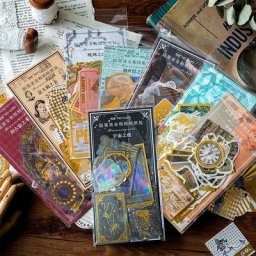 Yoofun-Pack d'autocollants en papier Washi Ding fœtal vintage tickets et constellations rétro
