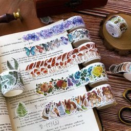 Rouleau de 100 autocollants en forme de plante bande décorative Washi Animal mignon matériel