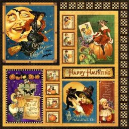 Autocollants vintage magiques de sorcière d'Halloween étiquette scrapbooking artisanale rétro