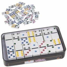 Boîte à dominos en fer jeu de voyage idéal pour les enfants 28 pièces
