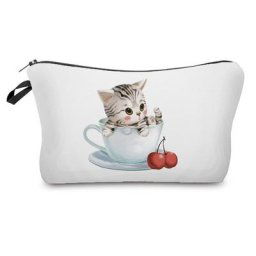 Sac à cosmétiques imprimé chat adorable pour femmes pocommuniste de maquillage portables
