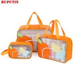 Sacs à cosmétiques de bain étanches secs et humides pour femmes sac de lavage Transparent de grande
