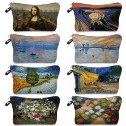 Sac cosmétique imprimé peinture à l'huile Van Gogh pour femme sacs de maquillage rétro art de la