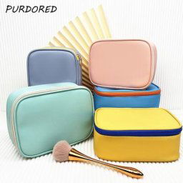 PURDORED – trousse de maquillage de couleur unie pour femmes 1 pièce grand sac de cosmétiques à