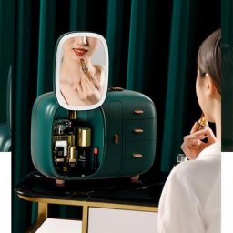 Boîte de rangement de cosmétiques à lumière LED trousse de beauté de bureau MELManager rouge à