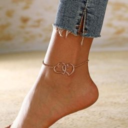 Huitan – Bracelet de cheville Simple et élégant pour femmes chaîne Double cœur Chic accessoires