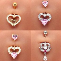 Anneau de Nombril en forme de cœur goutte d'eau 14G Piercing de Nombril pendentif d'haltère