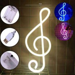 Lampe LED Néon Colorée avec Note de Musique Alimentée par Batterie ou USB Luminaire Décoratif