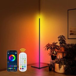 Lampadaire d'angle RVB intelligent avec Bluetooth et télécommande lampe sur pied à intensité