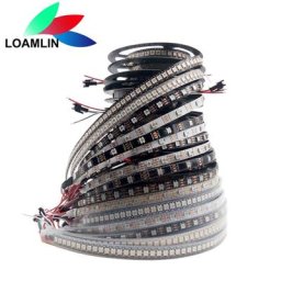 Bande de pixels LED RVB intelligente PCB noir et blanc WS2812B 30 60/144 pixels LED m WS2812