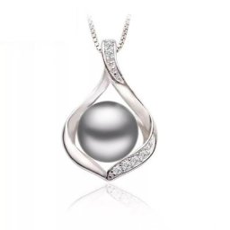 Pendentif de mariage en argent regardé 925 pour femmes collier à pendentif en perles noires