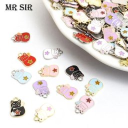 Breloques en émail chat de Fortune pour la fabrication de bijoux pendentifs colliers boucles