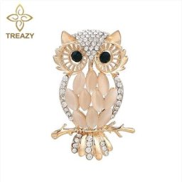 TREAZY – broche en forme de hibou d'oiseau pour hommes et femmes bijoux Vintage couleur or/argent