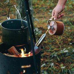 Torche à gaz pliante avec manche en bois pour Camping brûleur à charbon Portable haute puissance