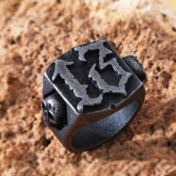 Bague porte-bonheur pour hommes anneau en acier inoxydable noir Punk Hip Hop mode rétro Biker