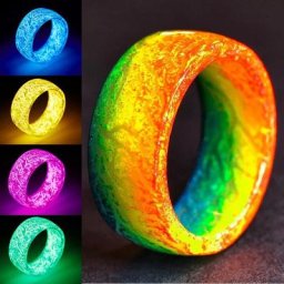 Bague lumineuse en résine fluorescente pour hommes et femmes anneau de doigt coloré à la mode