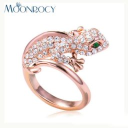 MOONROCY-Bague en cristal cubique contre-indiqué pour femme bijoux lézard animal document en or