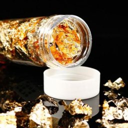 Flocons de Schabin en feuille d'or et d'argent 24K véritable cuir chevelu qualité comestible