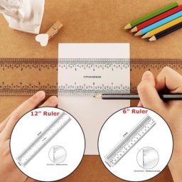 Règle en Acrylique Transparent de 6 et 12 Pouces Outil de Mesure à Zéro Centrage Carte d'École et