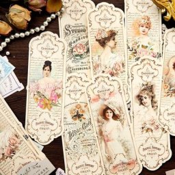 Lot de 24 feuilles de papier artistique café classique élégant figurine de fleur filet à main