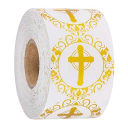 1 pouce doré rond croix autocollant religieux chrétien prière autocollant enveloppe sceau étiquette