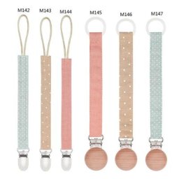 Porte-tétine pratique en coton et lin attache-tétine pour bébé chaîne en métal 6 couleurs